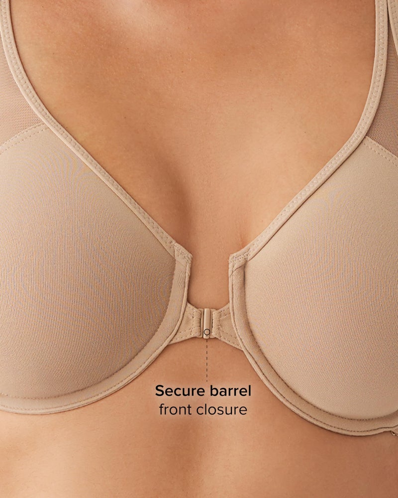 Wacoal womens Body By Wacoal Unlined Front Close Underwire Racerback Bra, White, 38D - Image 3